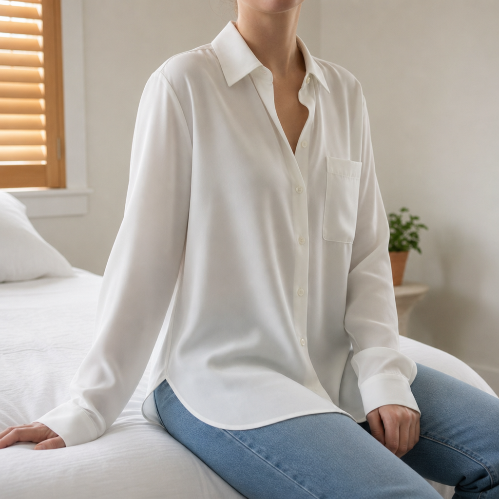 Montalcino Oversized Silk Blouse in White