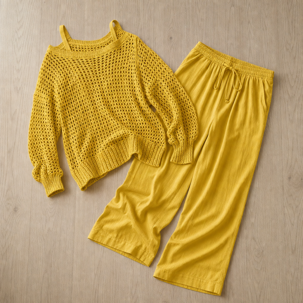 Collioure Crochet Two-Piece Set in Yellow
