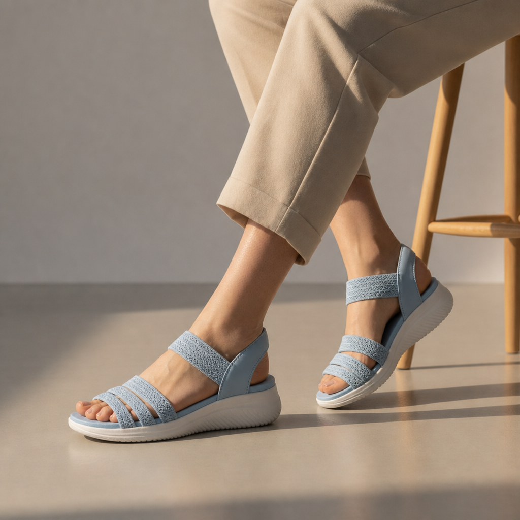 Rimini Orthopedic Knit Sandals in Azure