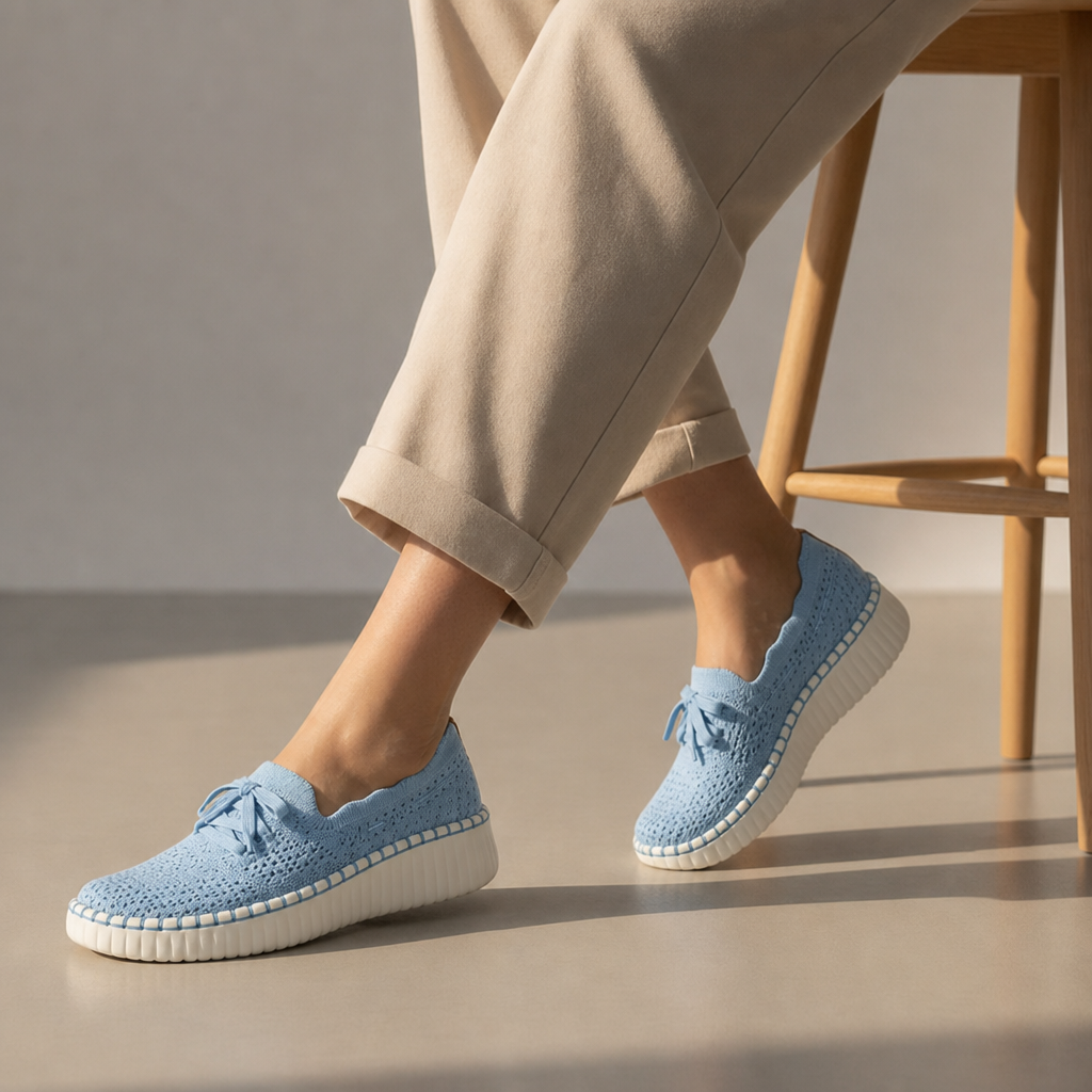 Mljet Orthopedic Knit Platform Loafers in Azure