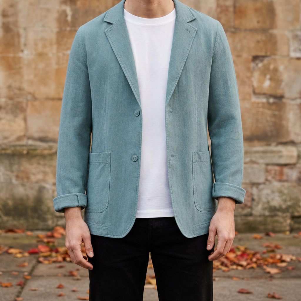 Rapallo Casual Linen Blazer in Azure