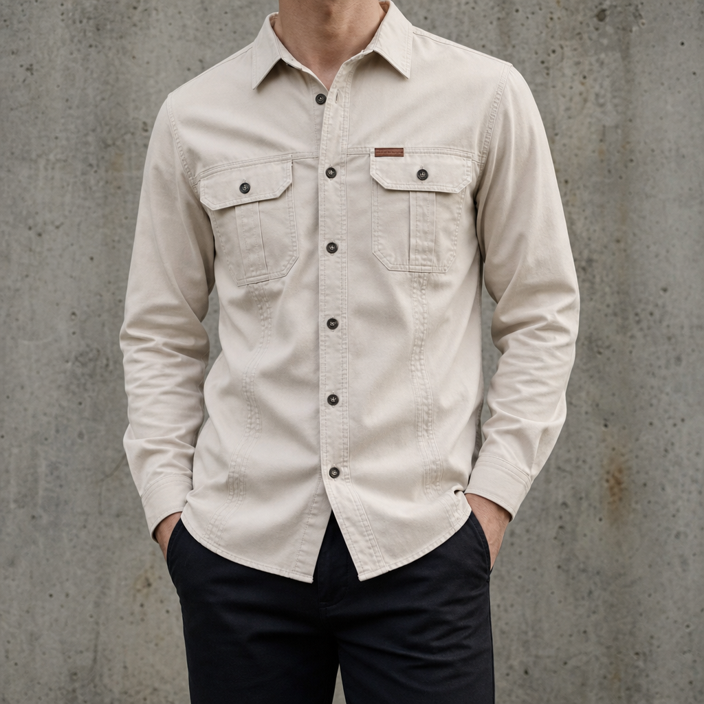 Trogir Cotton Utility Shirt in Beige