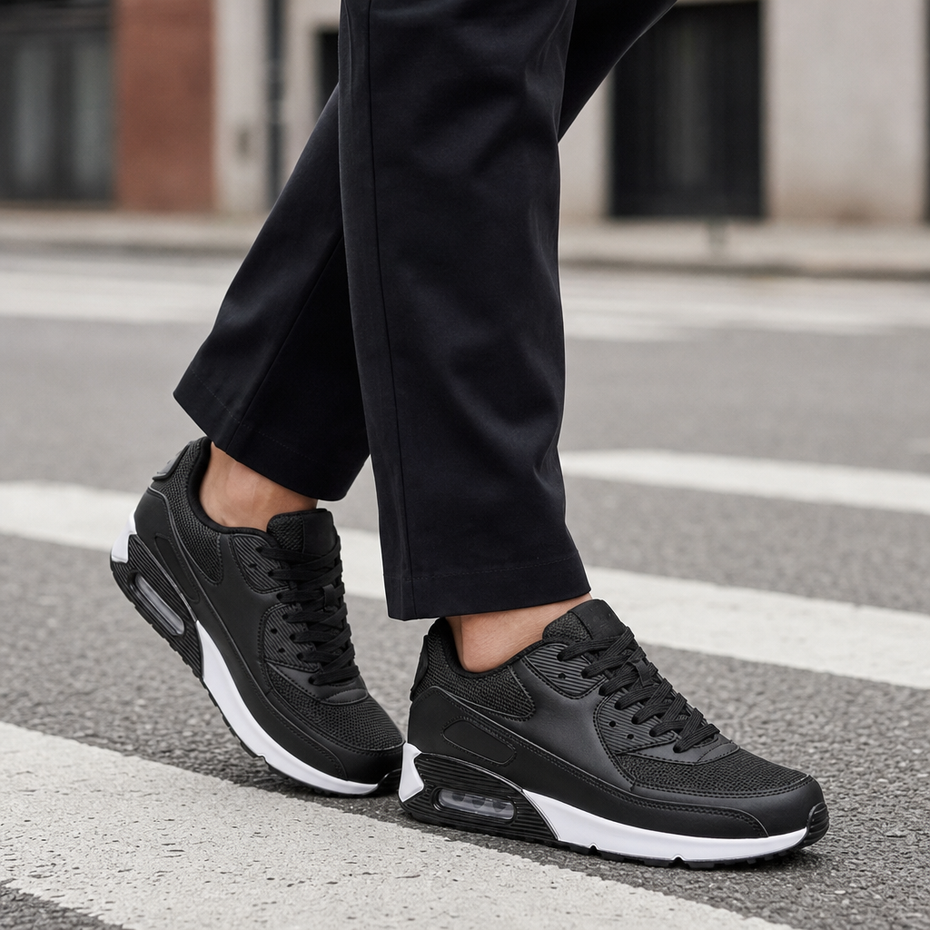 Kea Retro Air Cushion Sneakers in Black and White
