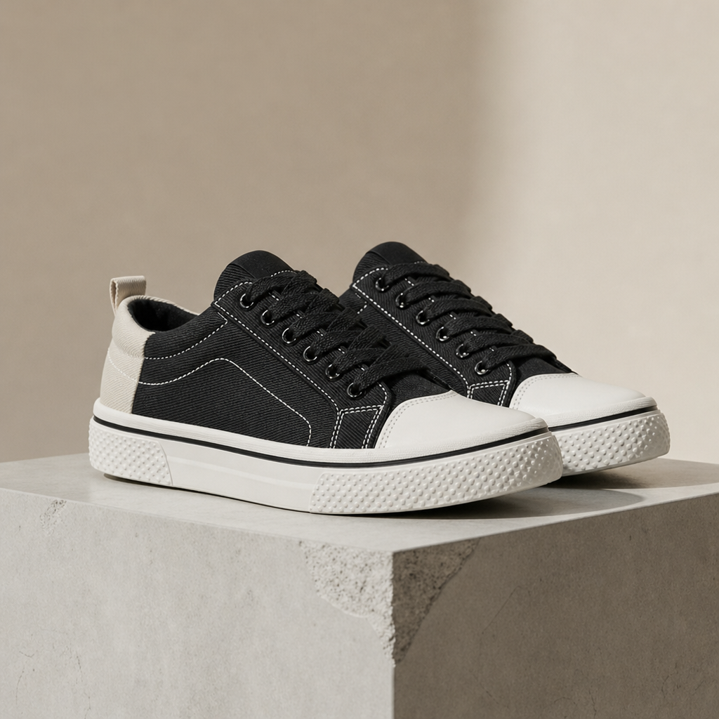 Mallorca Color Block Canvas Sneakers in Black