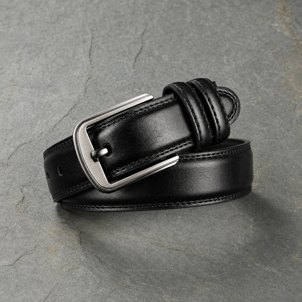 Ravello Classic Cowhide Leather Belt in Black