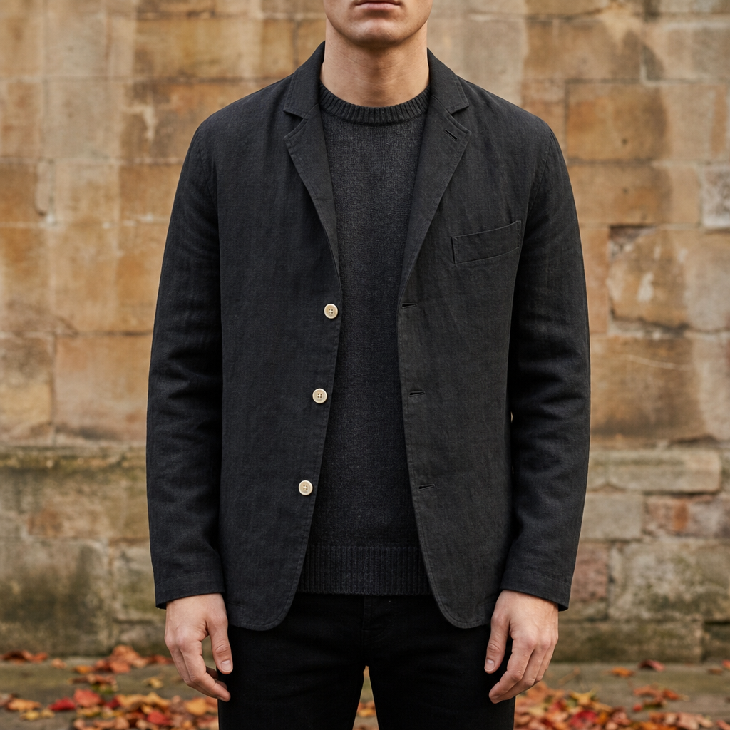 Sifnos Linen Suit Jacket in Black