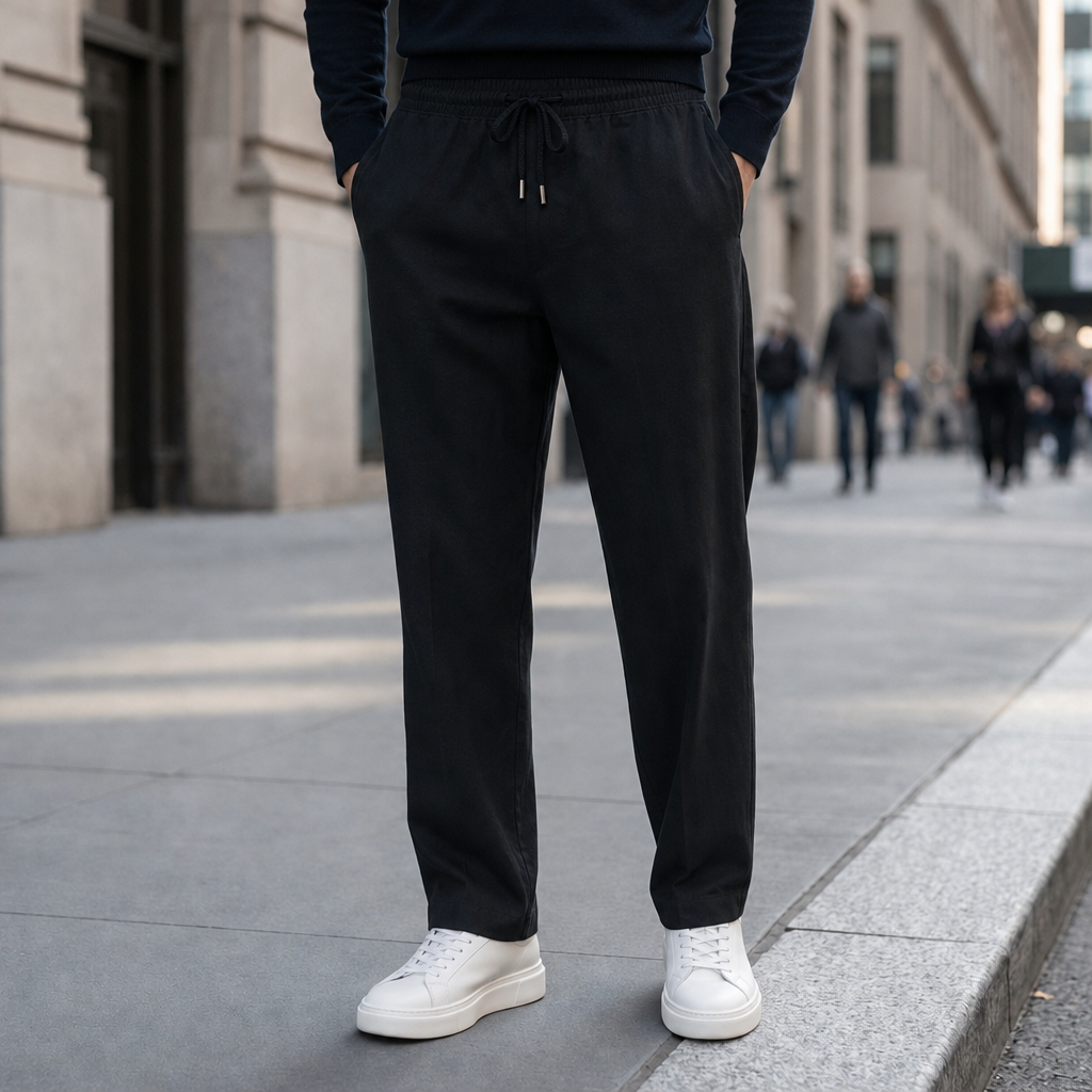 Portofino Relaxed Linen Pants in Black