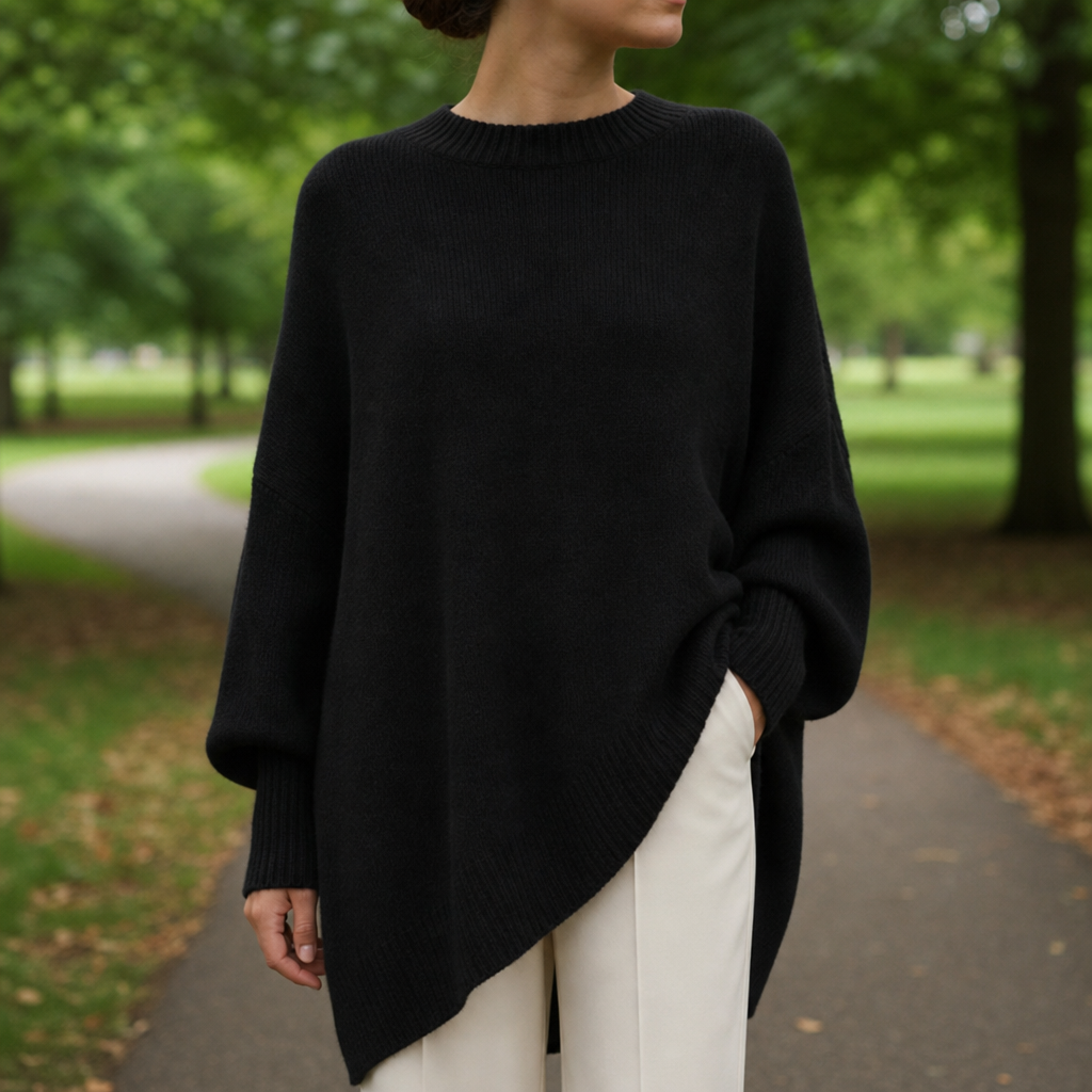Aix Oversized Poncho Sweater in Black