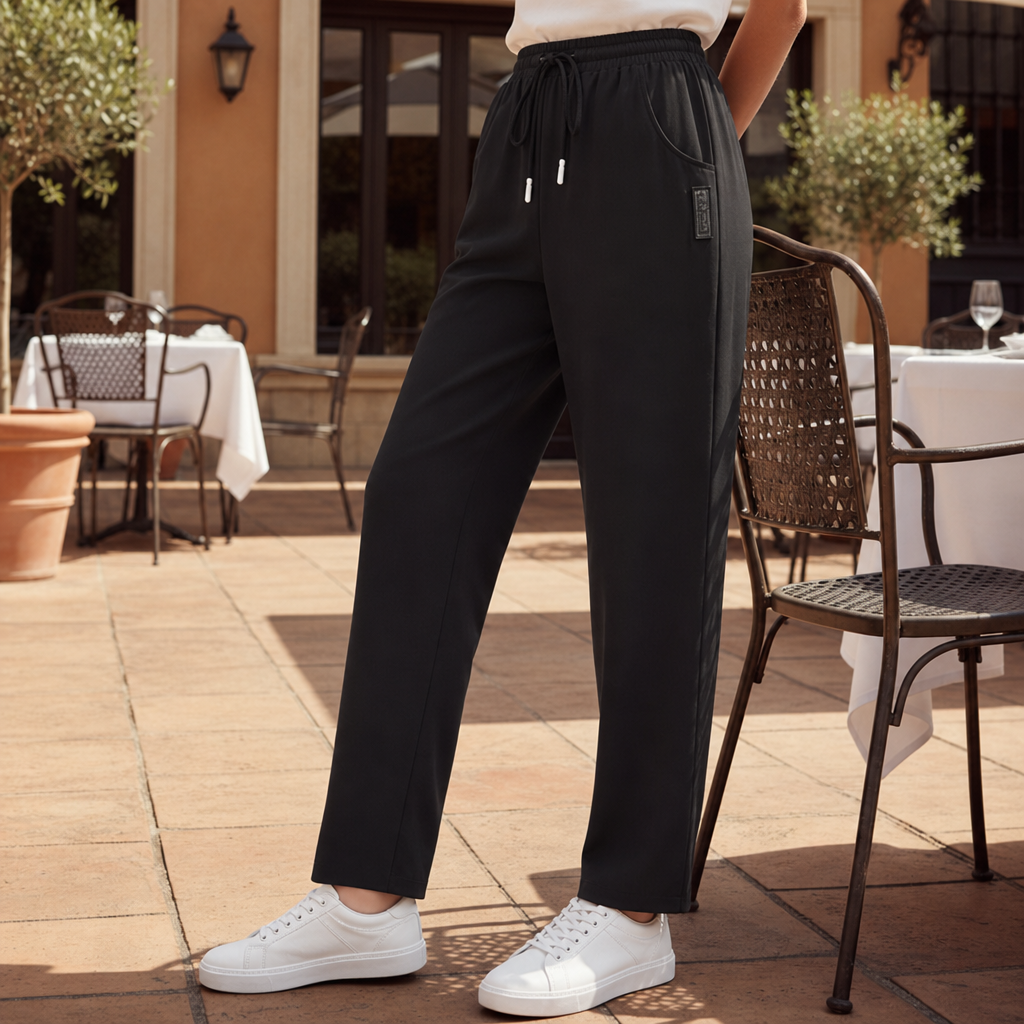 Serifos Tapered Drawstring Sweatpants in Black