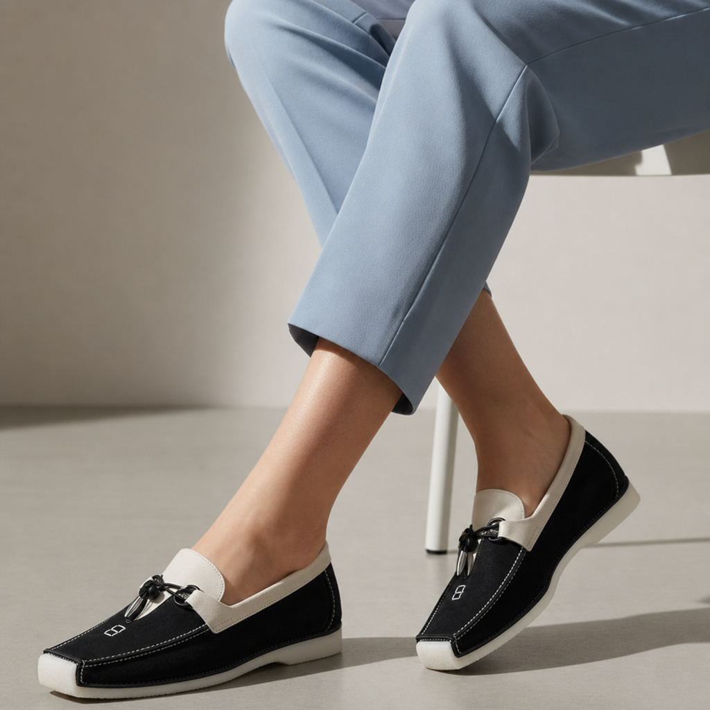 Amalfi Suede Moc-Toe Loafers in Black