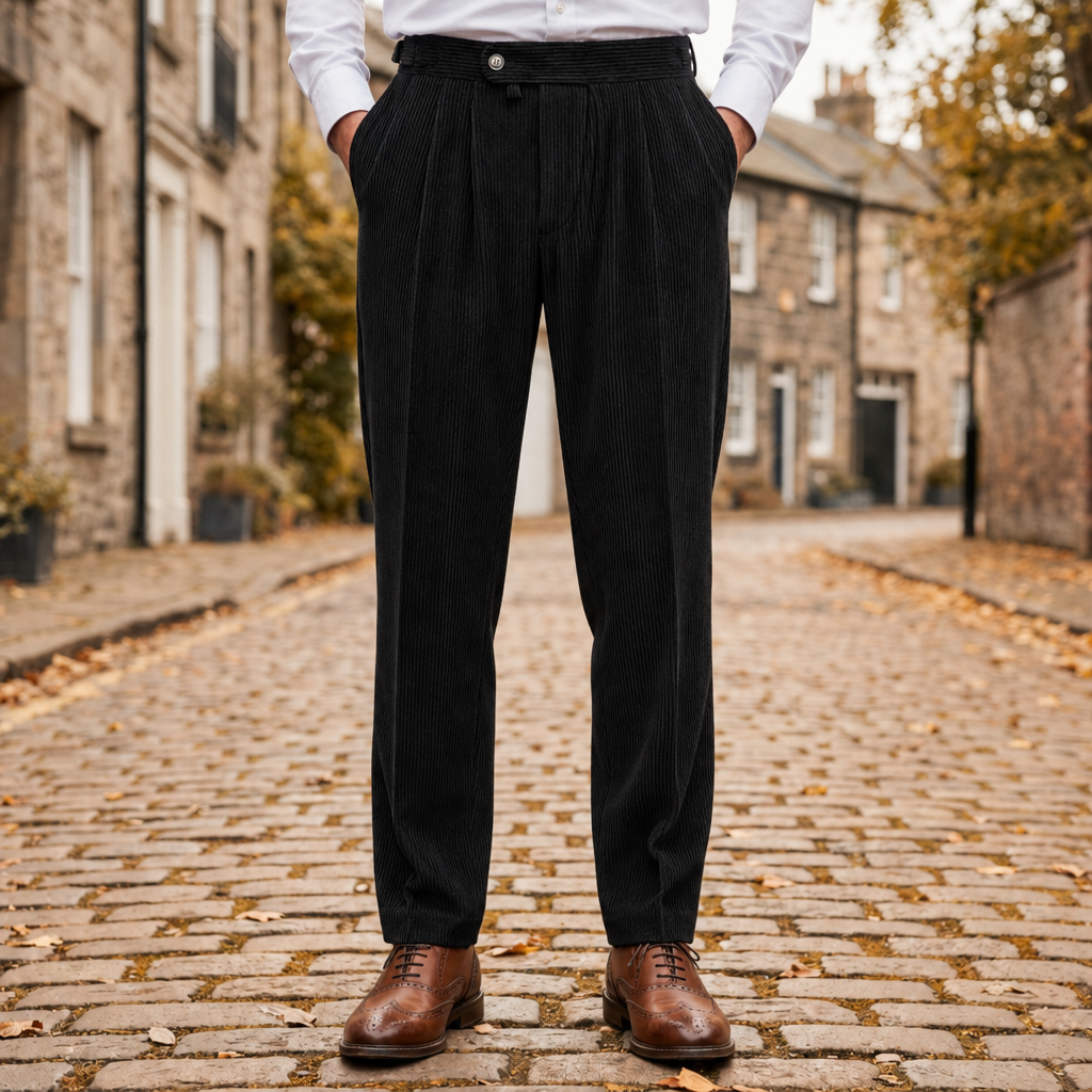 Ivano Corduroy Pants in Black