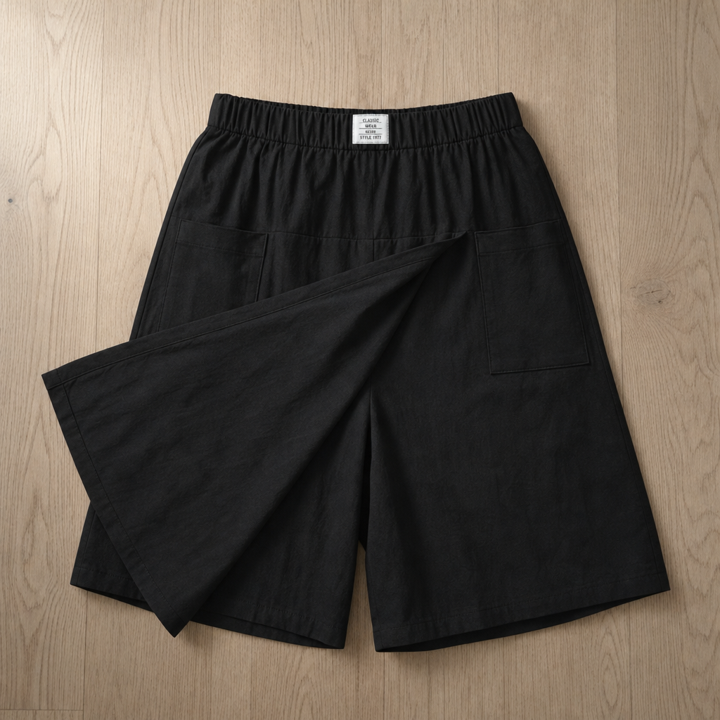 Alassio Wrap-Front Casual Skort in Black