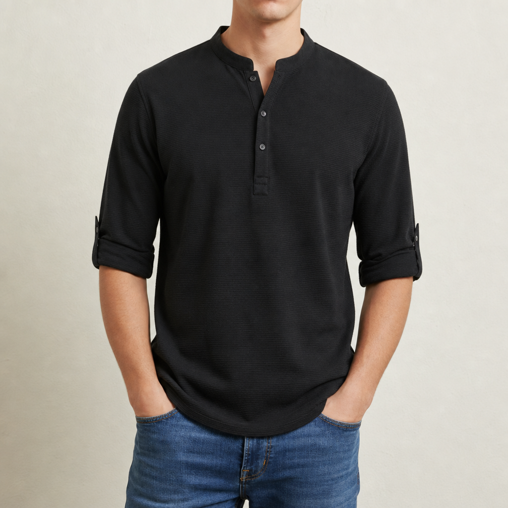 Milan Henley Shirt in Black