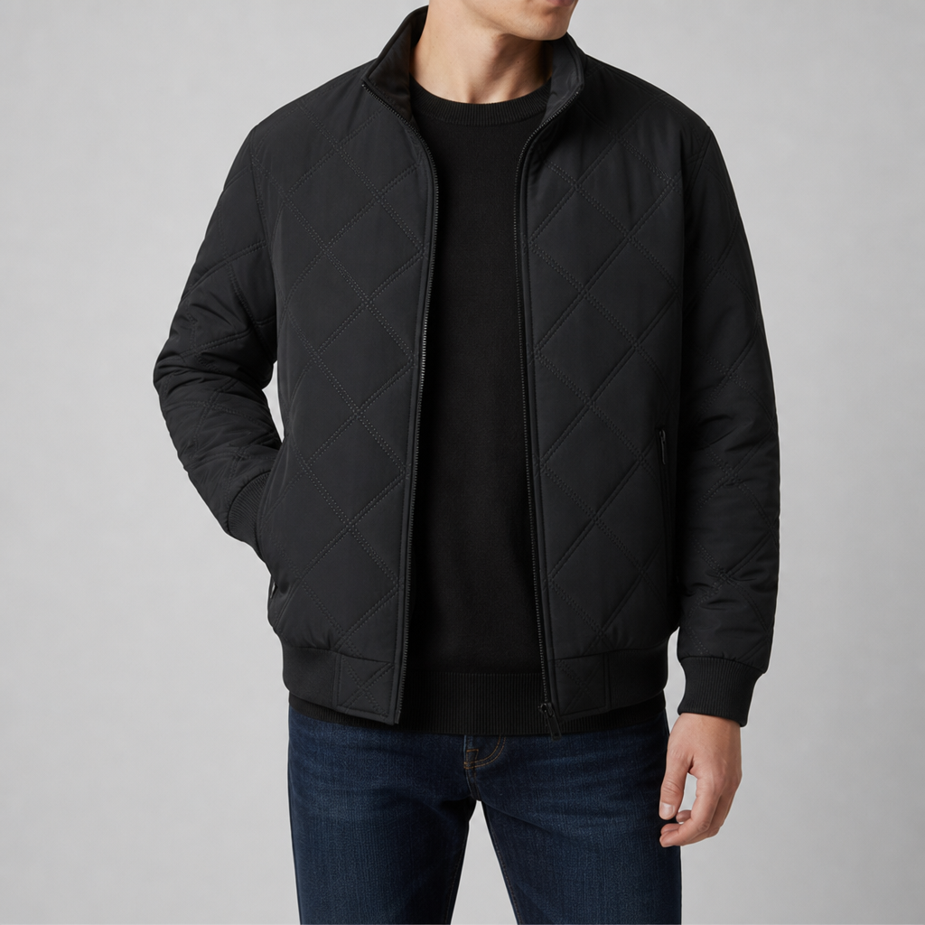 Como Diamond Quilt Bomber in Black