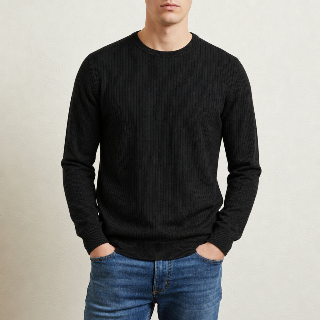 Kythnos Ribbed Knit Sweater in Black
