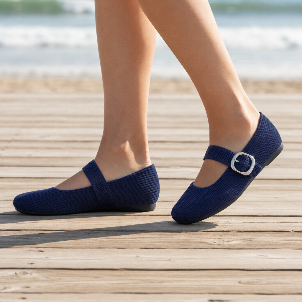 Santa Margherita Orthopedic Mary Jane Flats in Blue