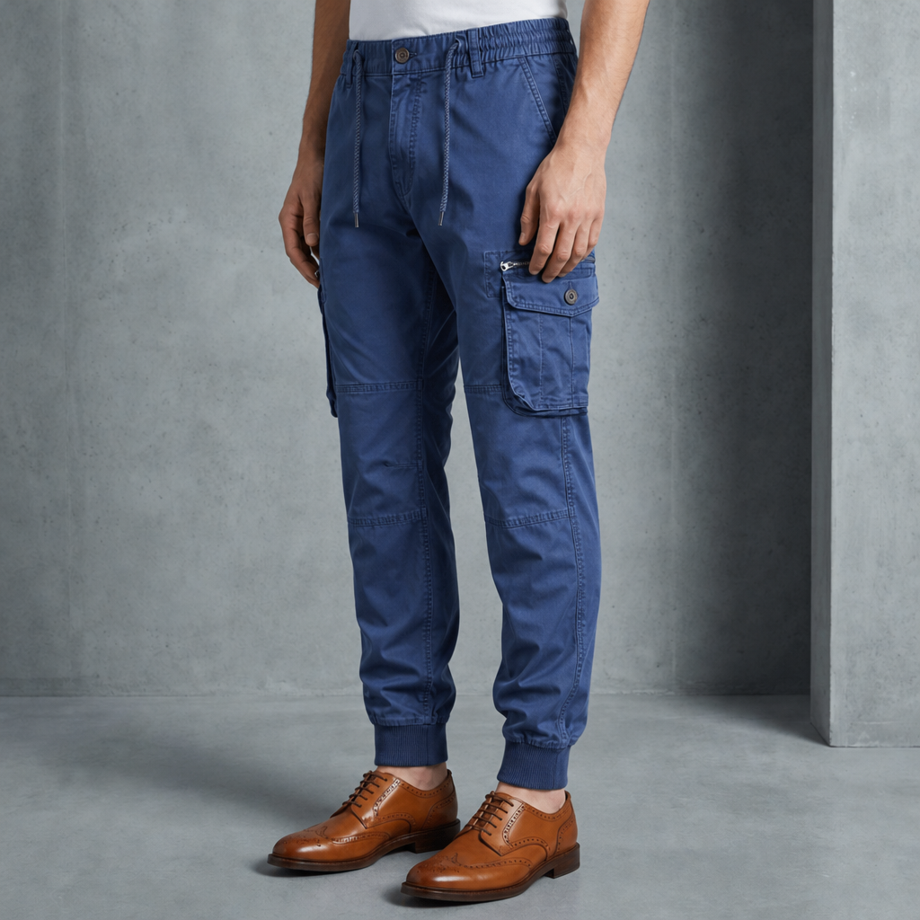 Kos Tapered Cargo Joggers in Blue
