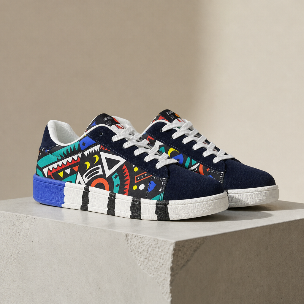 Kardamyli Graphic Canvas Sneakers in Blue