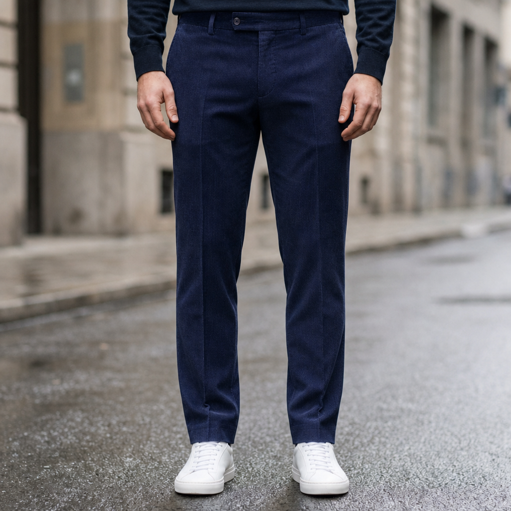 Lecce Slim Corduroy Trousers in Blue