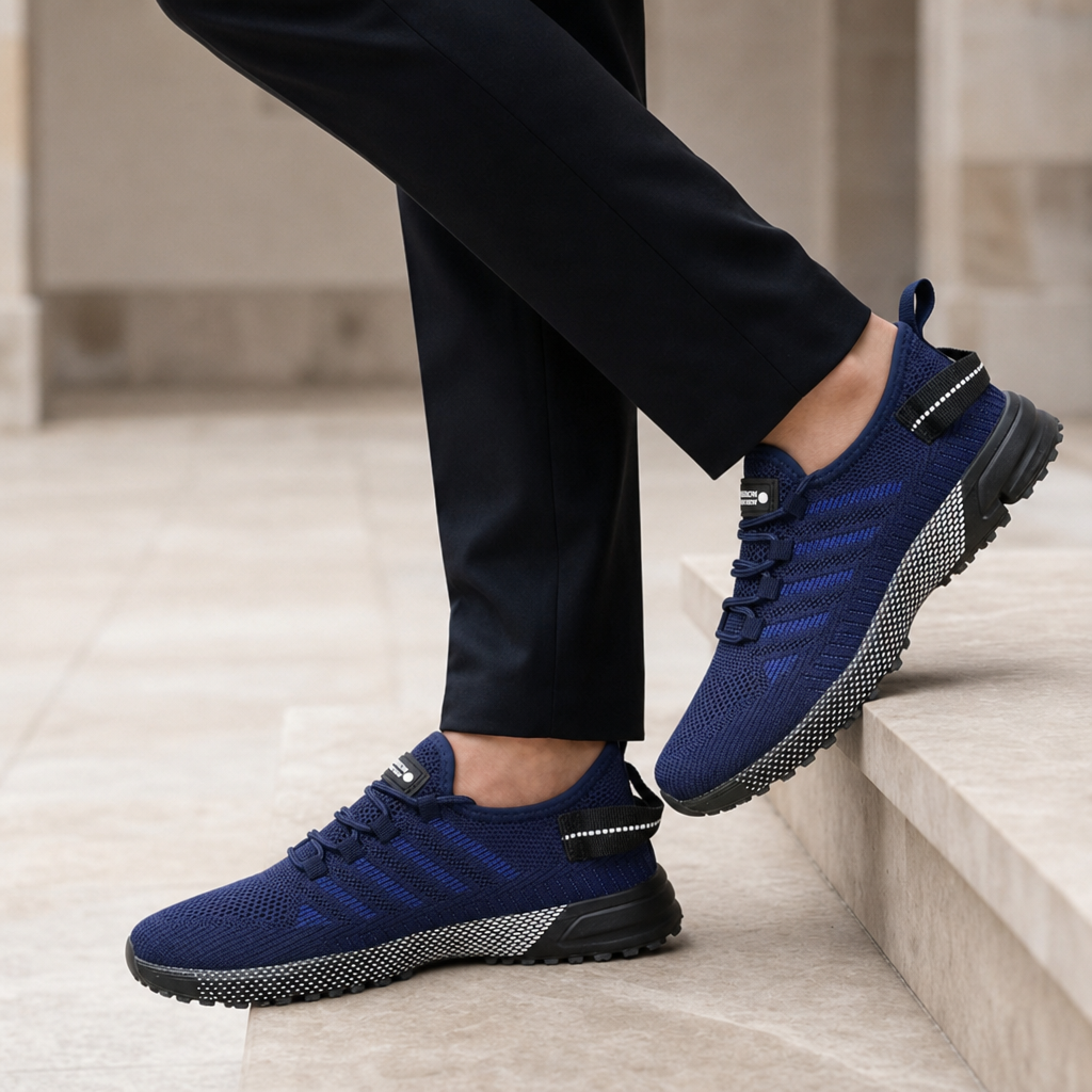 Calvero Knit Mesh Athletic Sneakers in Blue