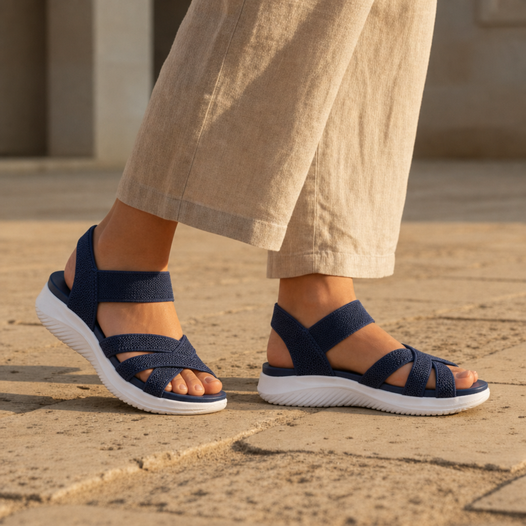 Trani Orthopedic Knit Sandals in Blue
