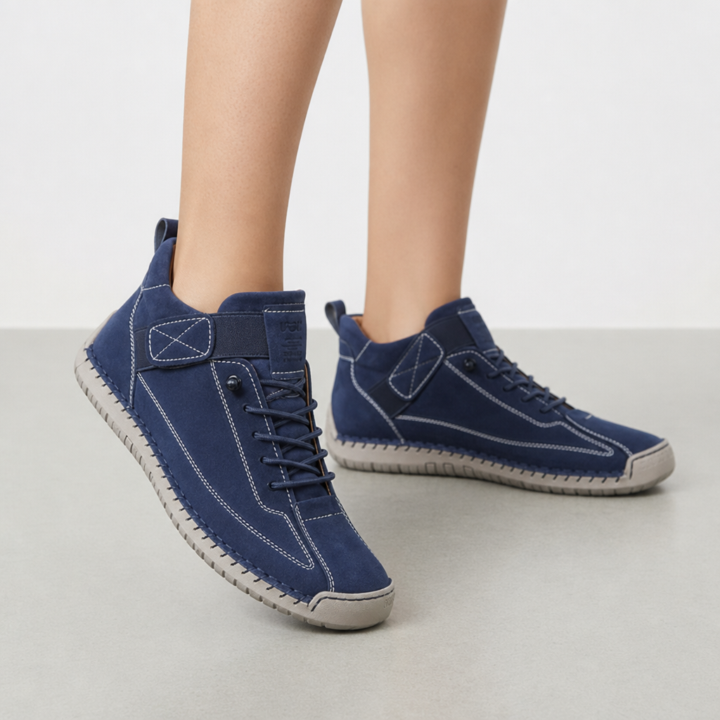 Granada Hand-Stitched Leather Sneakers in Blue