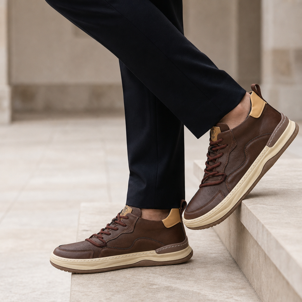 Toledo Leather Casual Sneakers in Brown