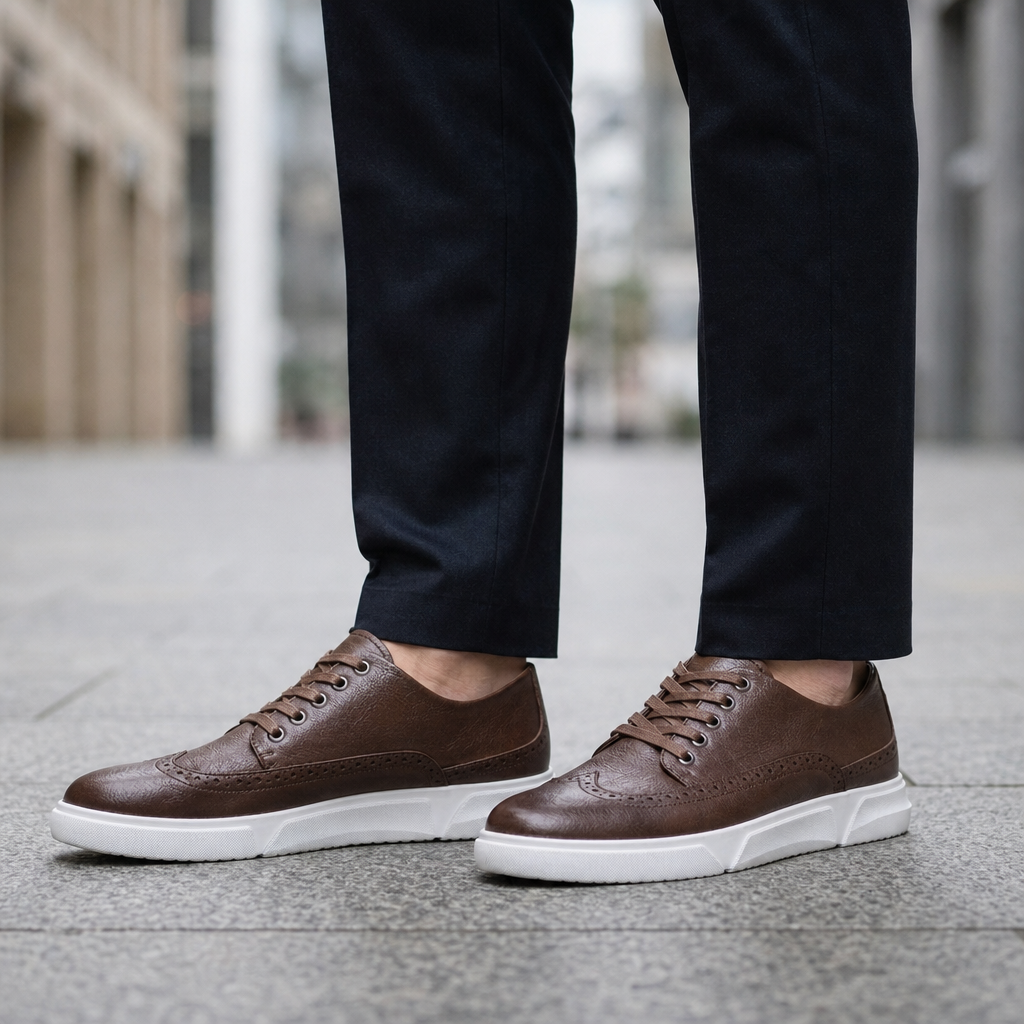 Ericeira Leather Brogue Sneaker in Brown