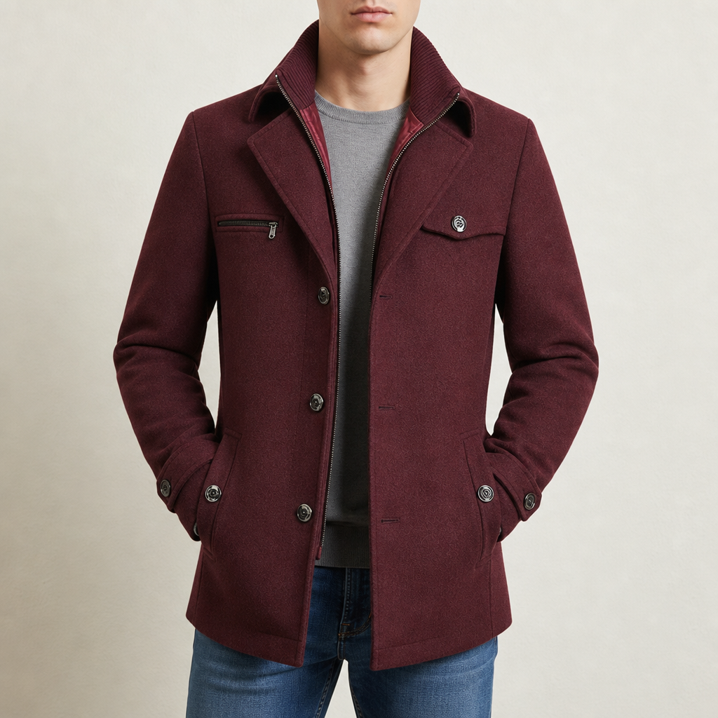 Zachary Business Winter Jacket in Burgundy