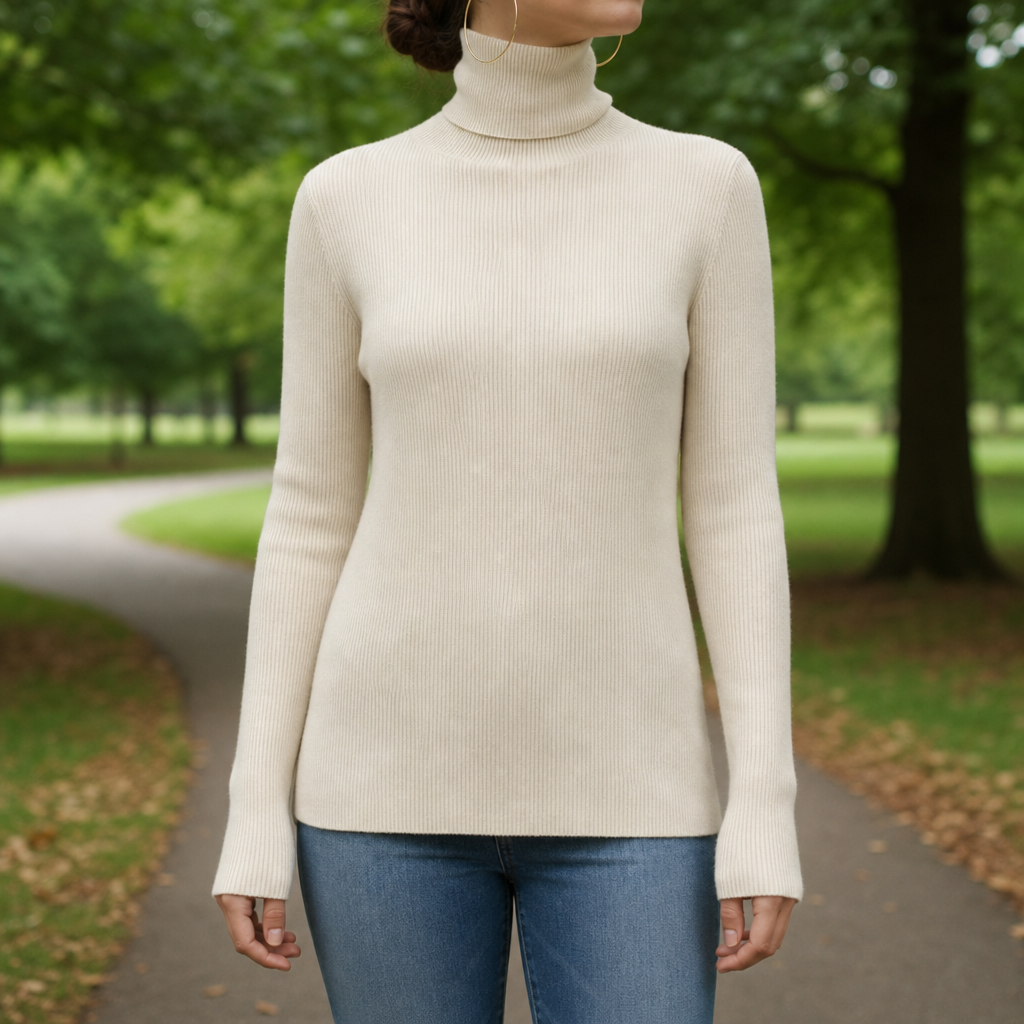 Capri Cashmere Turtleneck Sweater in Cream