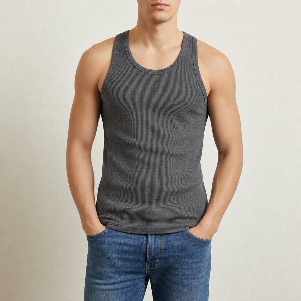 Thierry Ribbed Tank Top in Dark gray