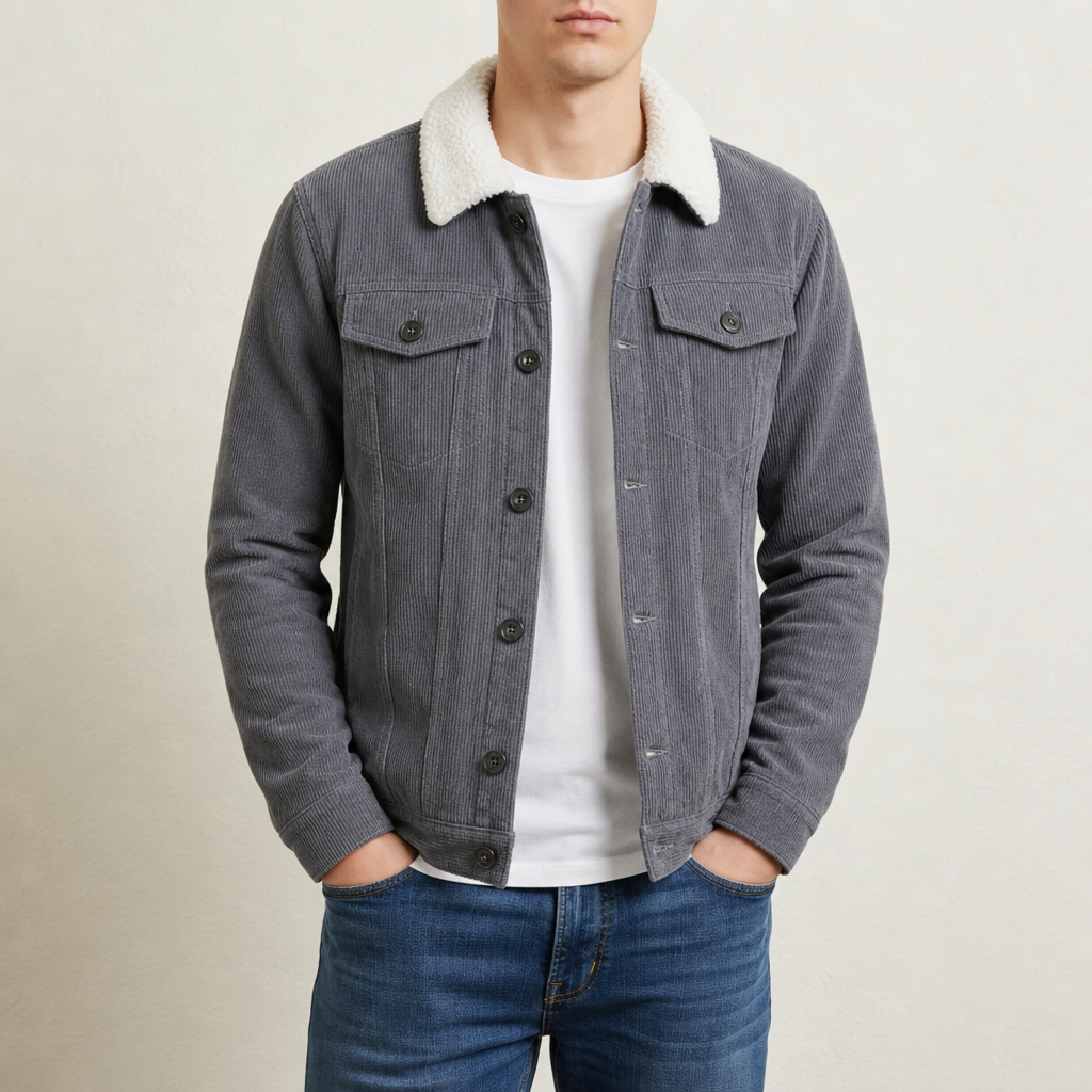 William Corduroy Sherpa Jacket in Gray