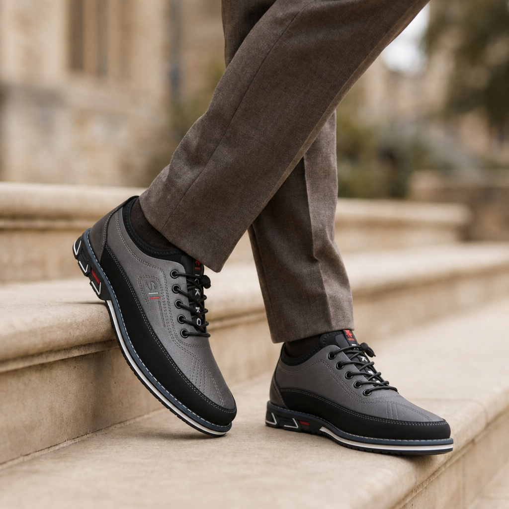Cadaques Leather Casual Sneakers in Gray