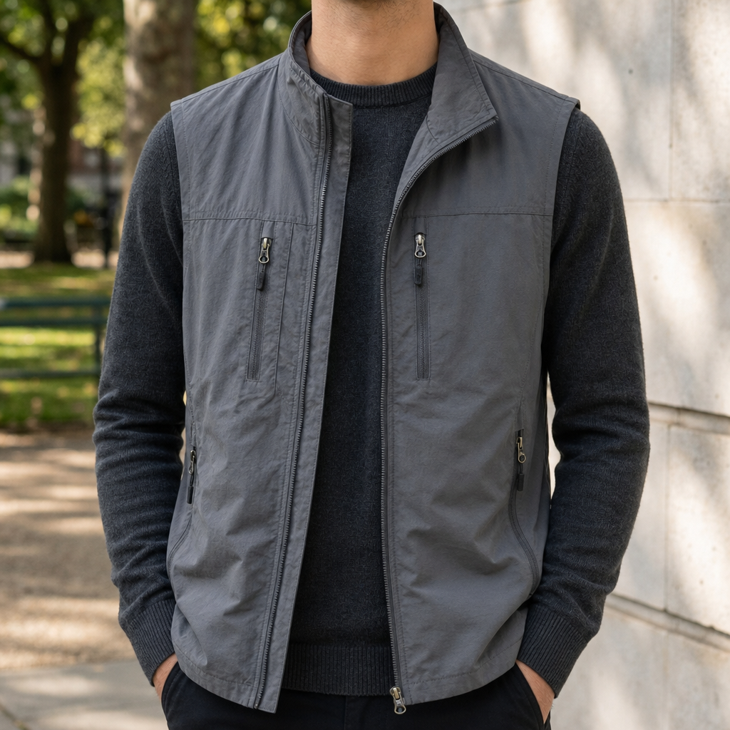 Roquebrune Multi-Pocket Utility Vest in Gray