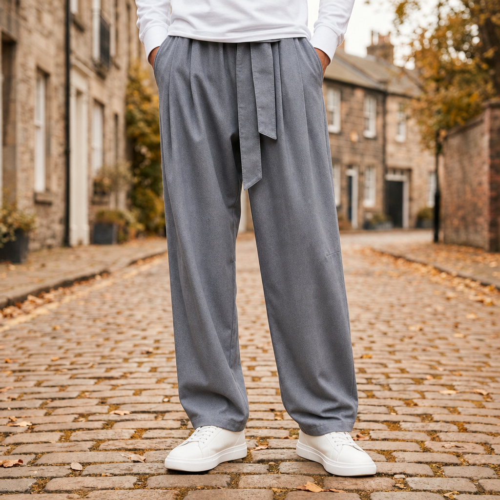 Eze Relaxed Wide-Leg Pants in Gray