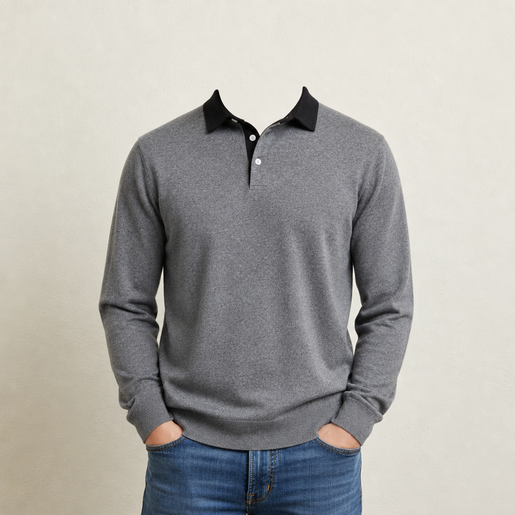 Youri Long Sleeve Polo in Gray