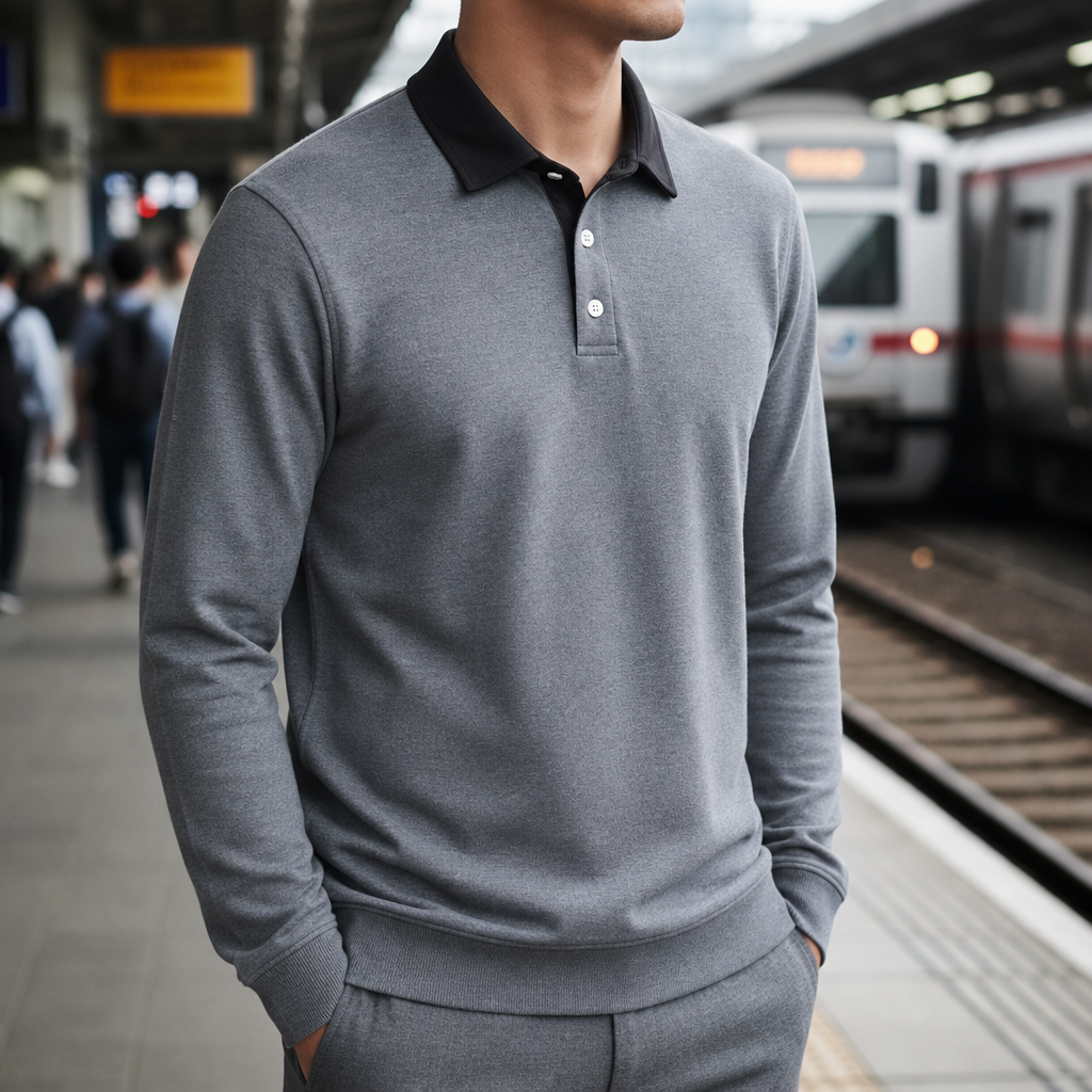 Tropea Contrast Collar Polo in Gray