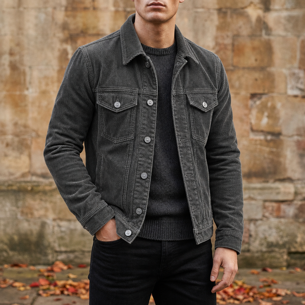Gaeta Corduroy Work Jacket in Gray