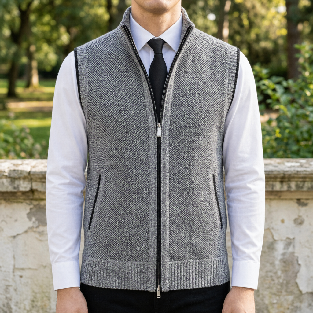 Amalfi Full-Zip Sweater Vest in Gray
