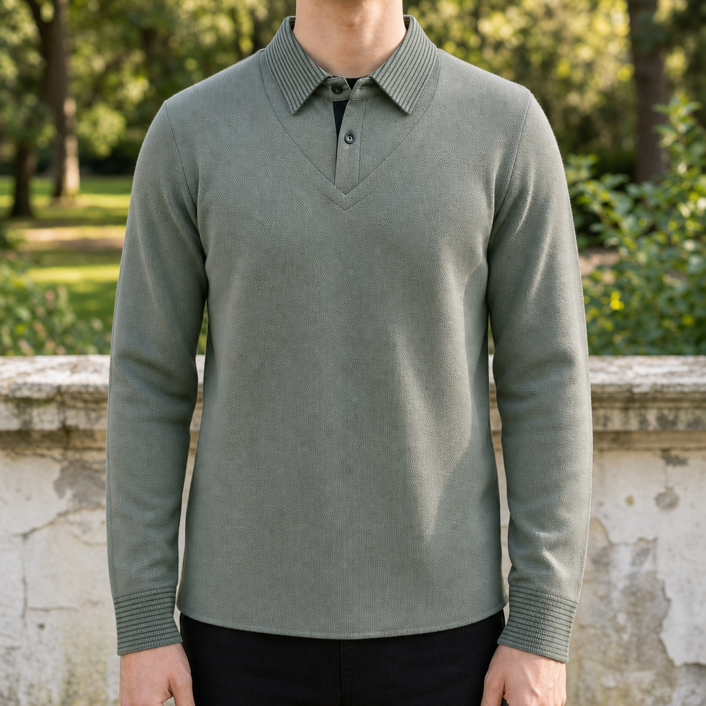 Evora Striped Layered Knit Sweater in Green