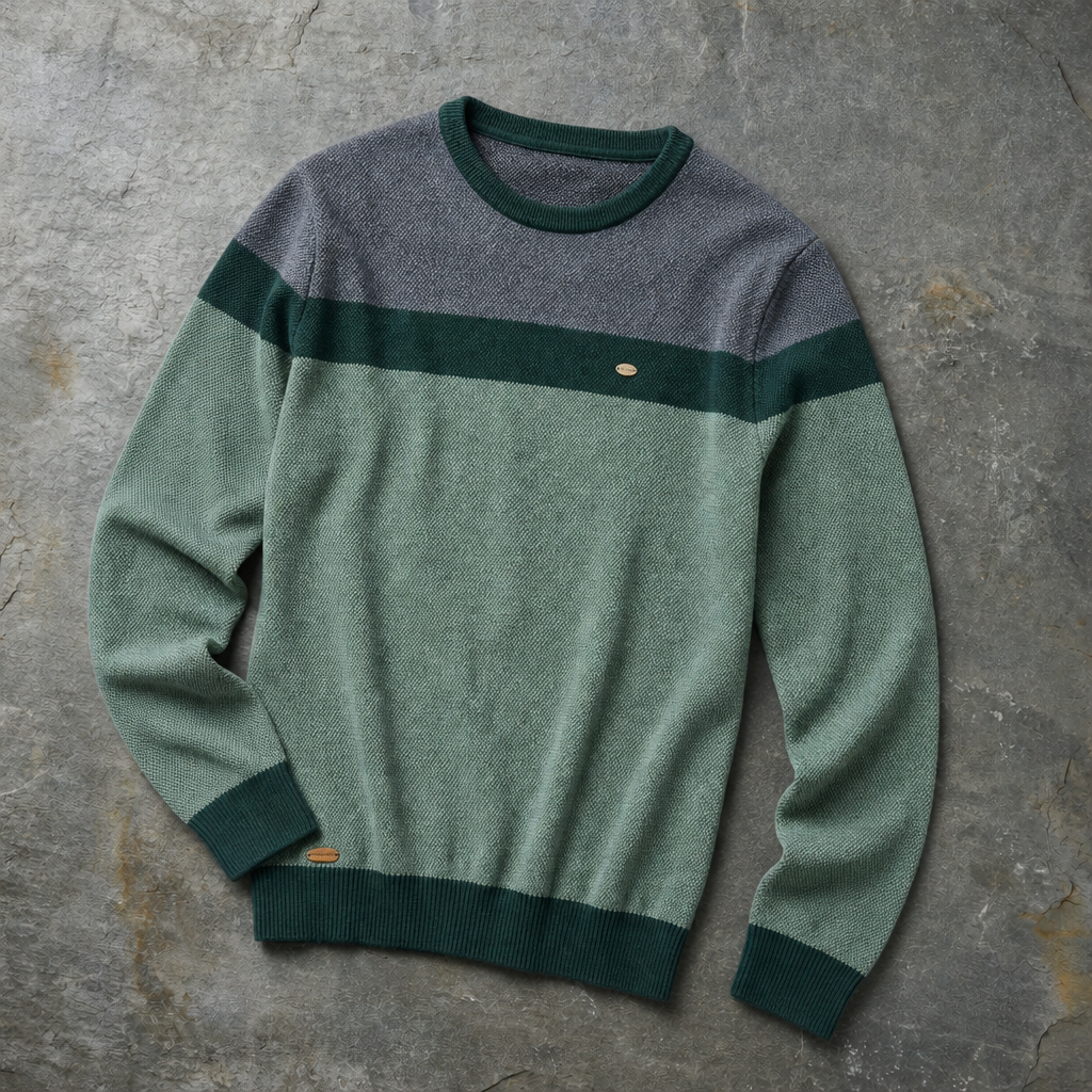 Ios Striped Crewneck Sweater in Green