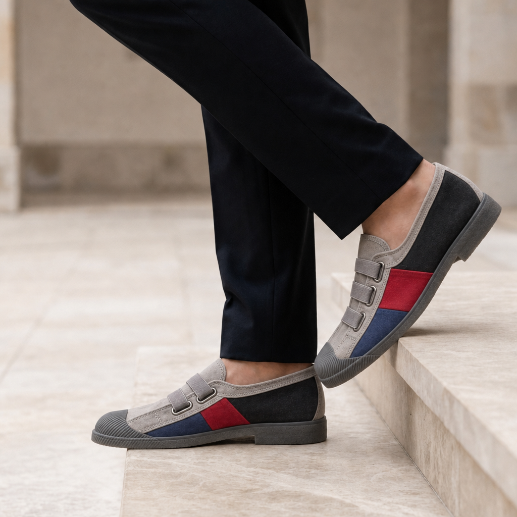 Cinque Terre Color Block Canvas Sneakers in Grey-Black