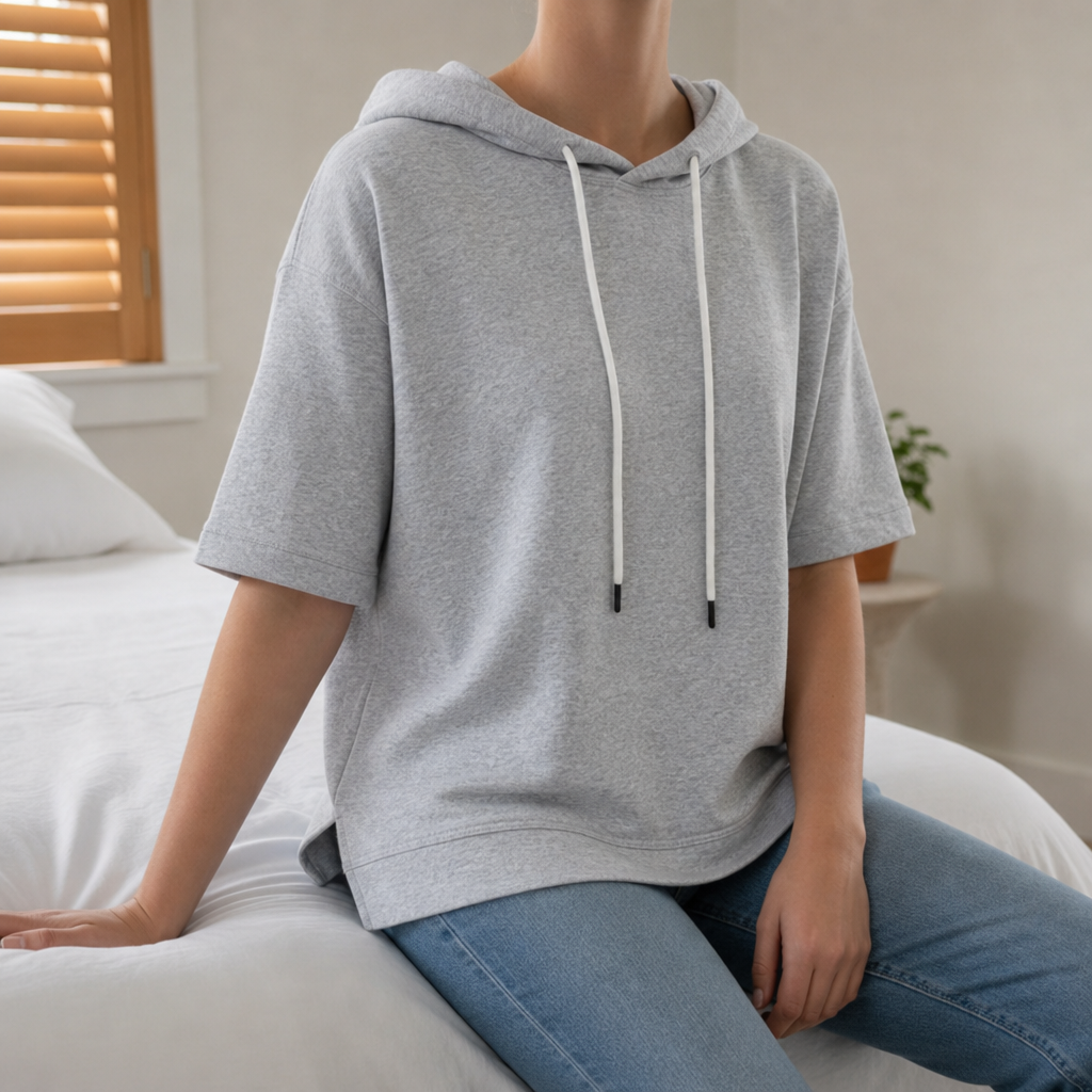 Nazare Short Sleeve Hoodie in Grey