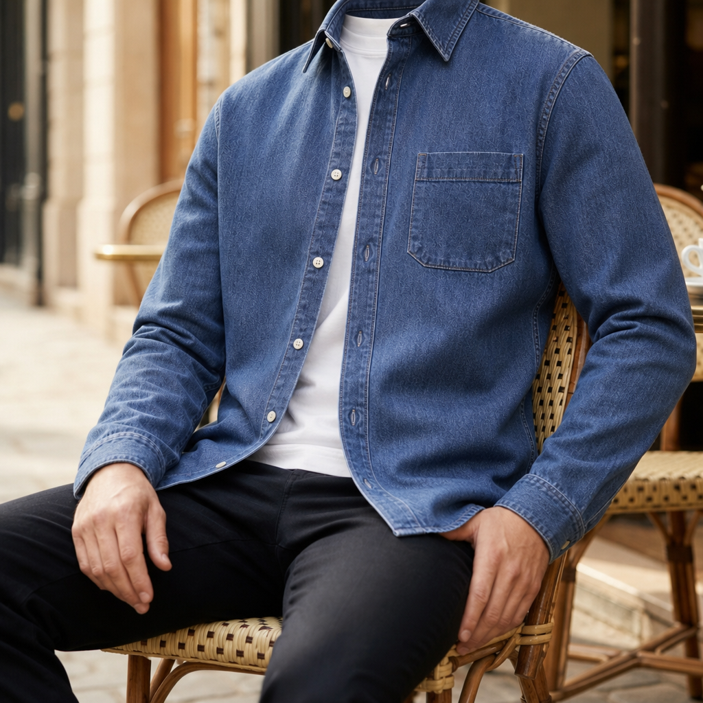 Symi Washed Denim Overshirt in Indigo