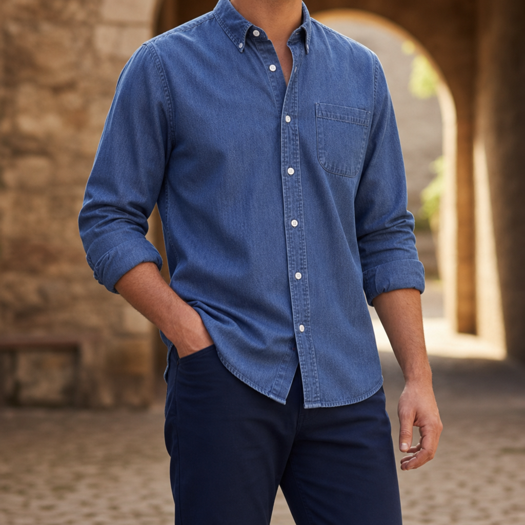 Bilbao Denim Button-Up Shirt in Indigo