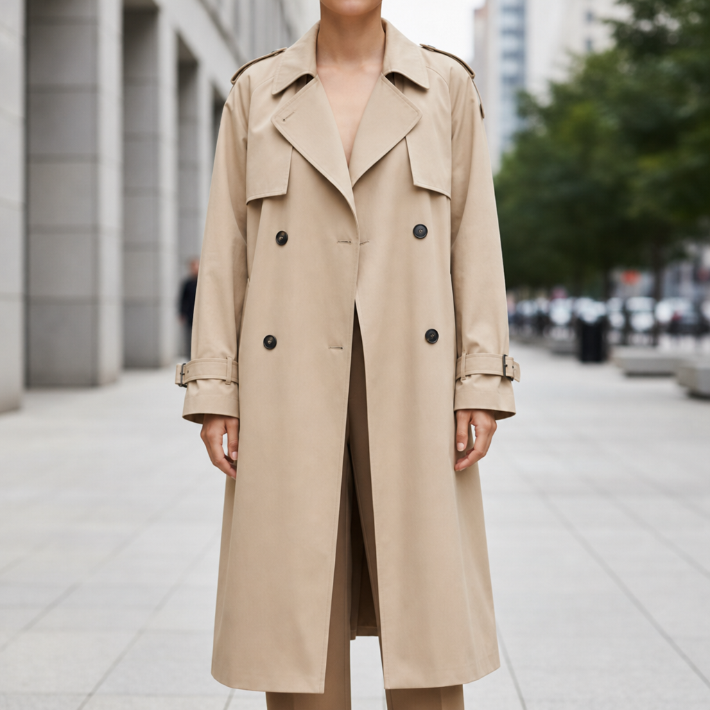 Positano Double Breasted Trench Coat in Khaki