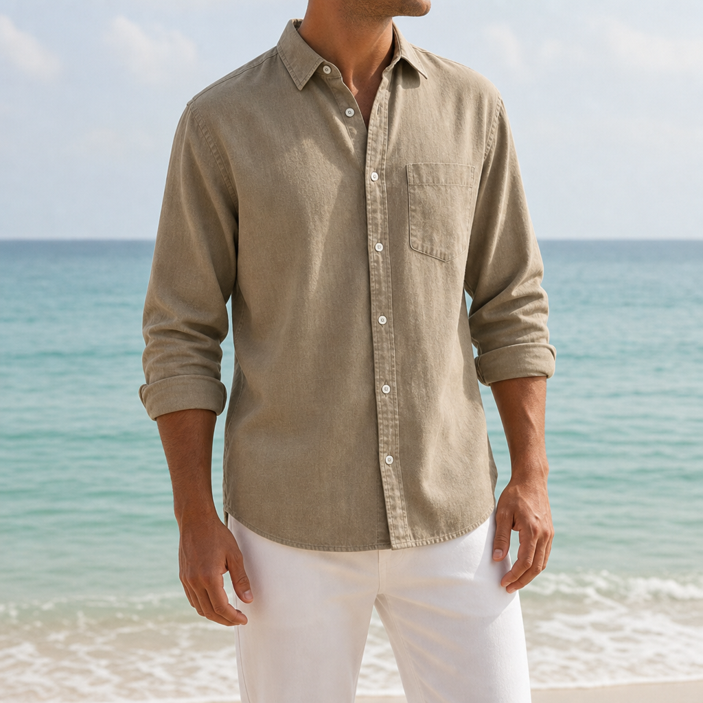 Bellagio Oxford Button-Up Shirt in Khaki