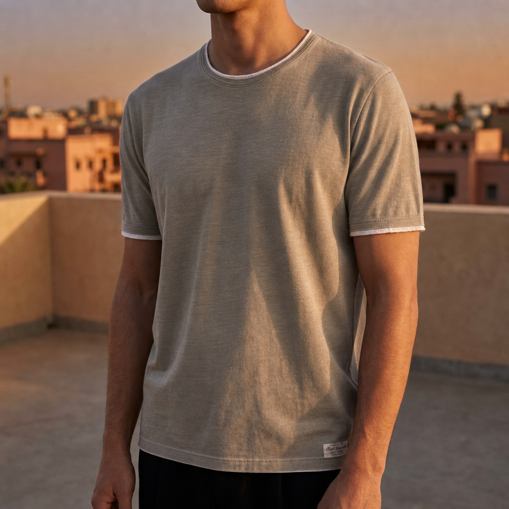 Albufeira Vintage Fit Cotton Tee in Khaki
