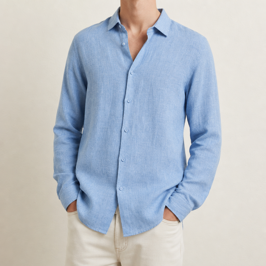 Napoli Long Sleeve Shirt in Light Blue