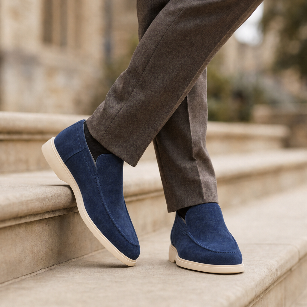 Formentor Suede Slip-On Loafers in Marine Blue